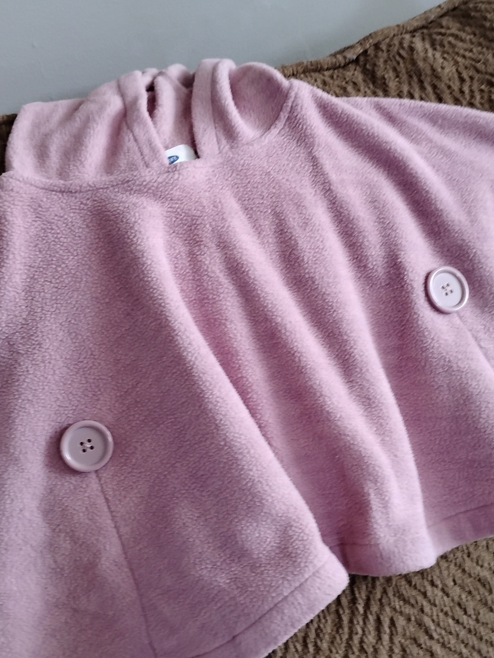 Infant Girls' Soft Pink Fleece Button Cape